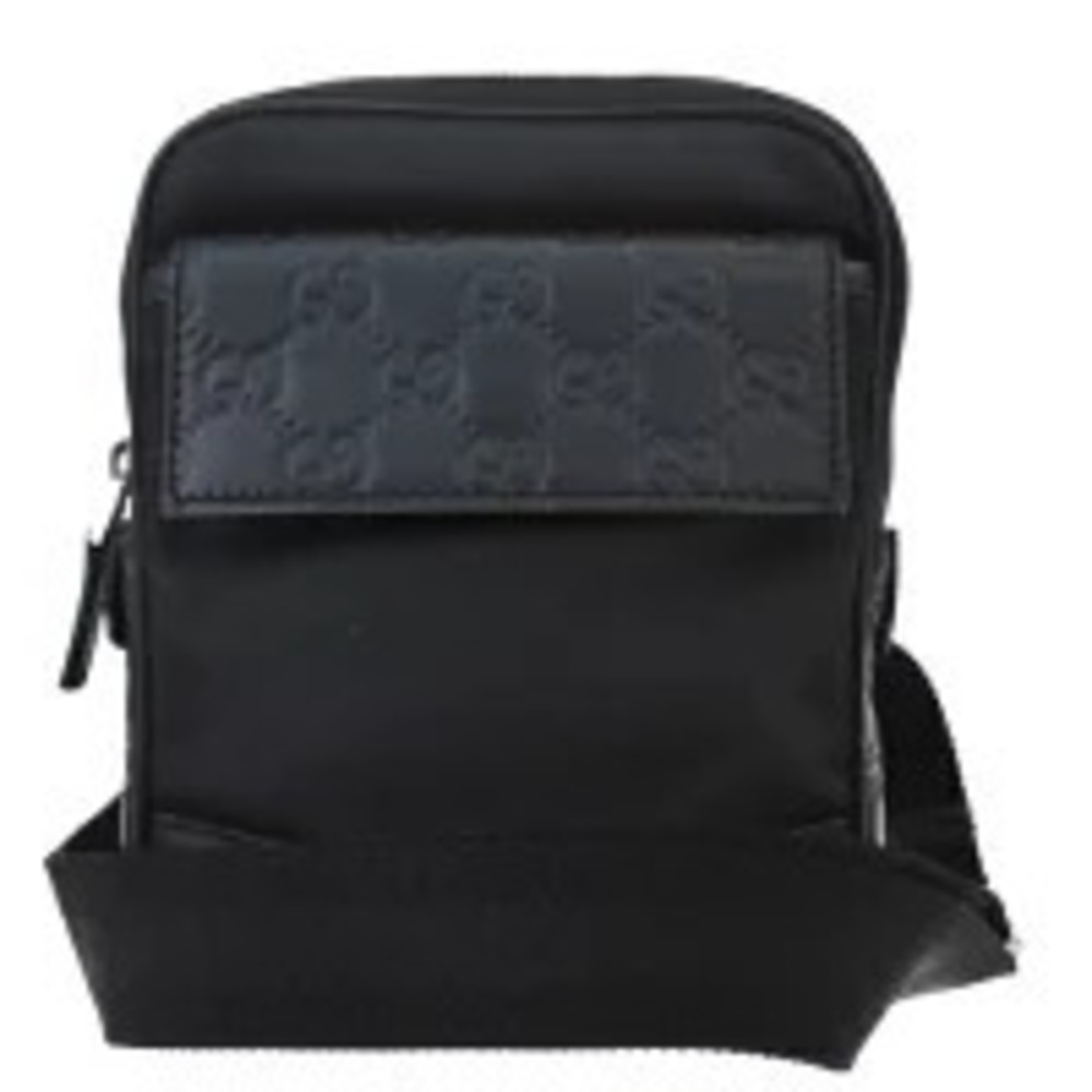 Gucci Waist Pouch Clutch Bag GG Black Leather